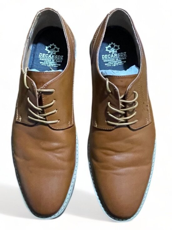 Decarsdz Mens Brown Leather Oxford Dress Shoes Size 44 / US 11, New - Picture 4 of 7